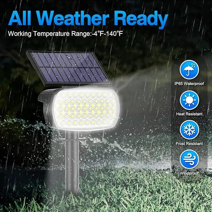 108 LED Solar Spot Lights Outdoor - IP65 Waterproof, 3 Modes Landscape Spotlights with Large Solar Panel - Cool White, 6 Pack by GreenHaven Gardens