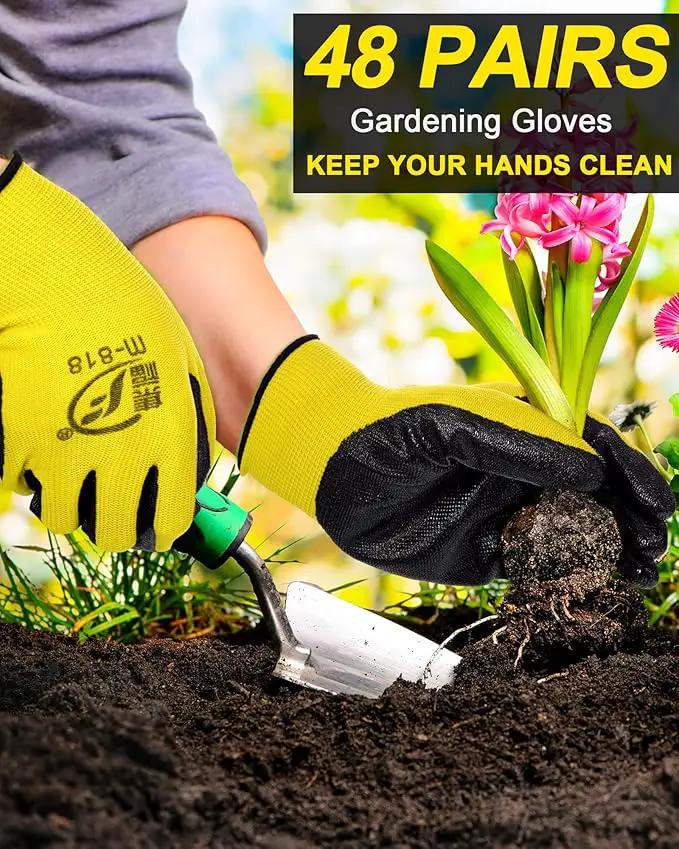 Nuogo 48 Pairs Gardening Gloves for Men Women Rubber Coated Safety Work Gloves Bulk for Gardening Construction Work by GreenHaven Gardens