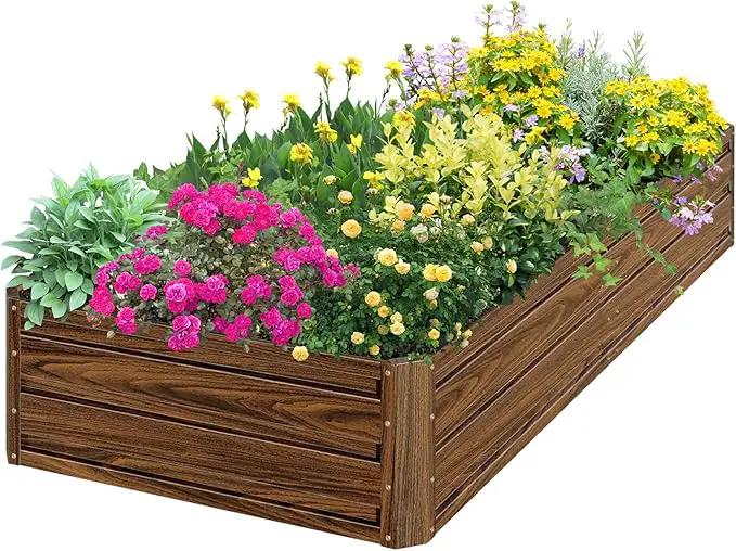 SnugNiture Galvanized Raised Garden Bed 8x4x1FT Outdoor Large Metal Planter Box Steel Kit for Planting Vegetables, Flowers by GreenHaven Gardens
