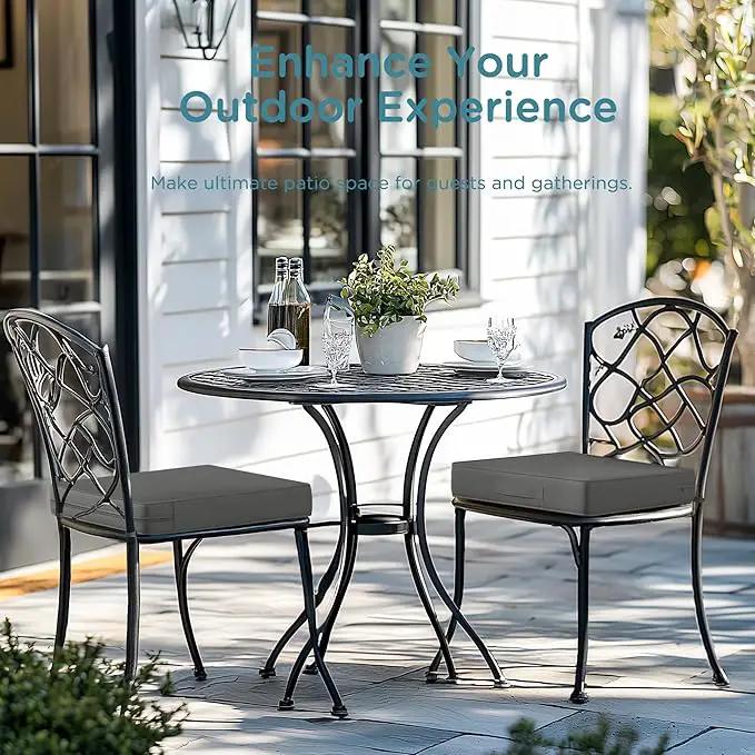 Codi Outdoor Chair Cushions 19x19 Inch, Waterproof Seat Cushion for Patio Furniture with Handles & Adjustable Straps, Fade Resistant - Set of 2, Grey by GreenHaven Gardens