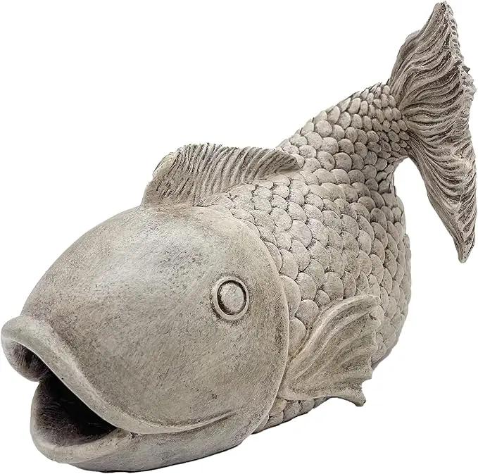 Real Fish Sculpture Gutter Diverter Rain,Eco-Friendly Resin Gutter Extender Diverter,Deco Gutter Extension Downspout, Splash Block, Perfect Rain Gutter Downspout Extension for 3"x4" Downspouts