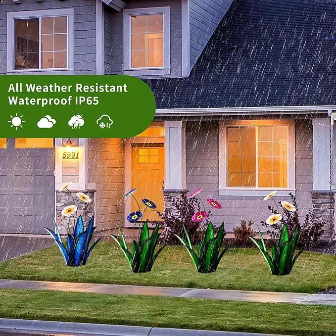 Upgraded Large Metal Yard Art, Agave Plant Yard Decorations Outdoor Sculpture, Flowers for Outside, Waterproof Outdoor Garden Decor (Purple + Blue Flower) by GreenHaven Gardens
