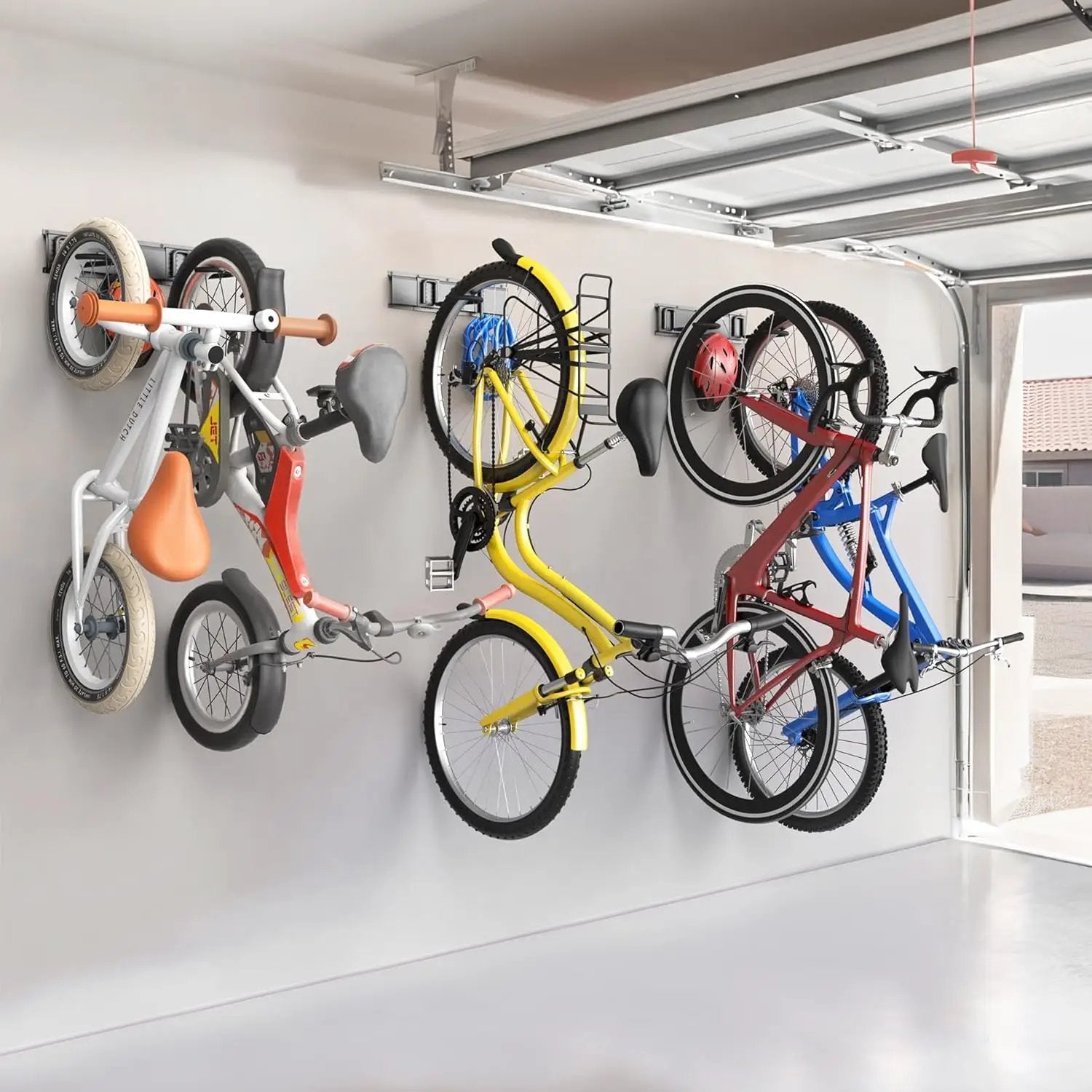 TORACK Wall Mounted Bike Storage Rack, Vertical Bikes Storage for Garage 5 Bikes Hangers for Wall, Modular Bicycle Storage Rack(3 Rails, 8 Hooks) by GreenHaven Gardens