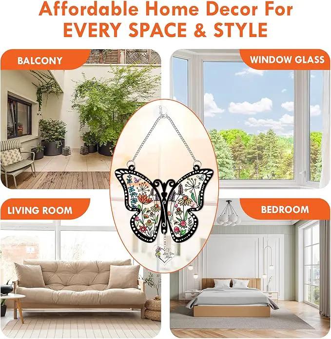 Acrylic Suncatcher Gift for Mom Window Hanging Butterfly Home Decoration 8x8inch, for Mom, for Mom from Daughter Son, Sentimental Best Mom Birthday Gift Ideas by GreenHaven Gardens