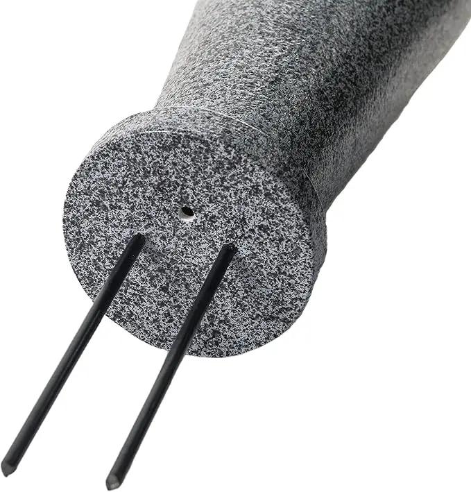 Cemetery Vase with Stakes-Plastic Flower Vases with 2 Ground Spikes, Draining Holes - for Garden, Lawn, Yard - Memorial Grave Decorations 12.7x3.4.x3.9, Black Granite Design by GreenHaven Gardens