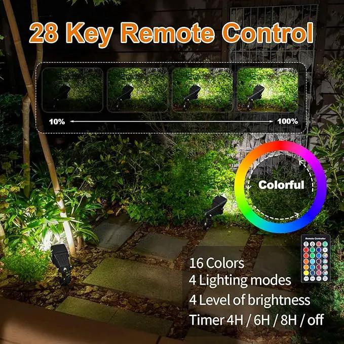 RGB Christmas Outdoor Spot Lights with Timer(4/6/8H), 12V 5W Metal case Color Changing Spot Light Outdoor Garden Yard Lawn Landscape SpotLights IP65 Waterproof, 1 Lights by GreenHaven Gardens