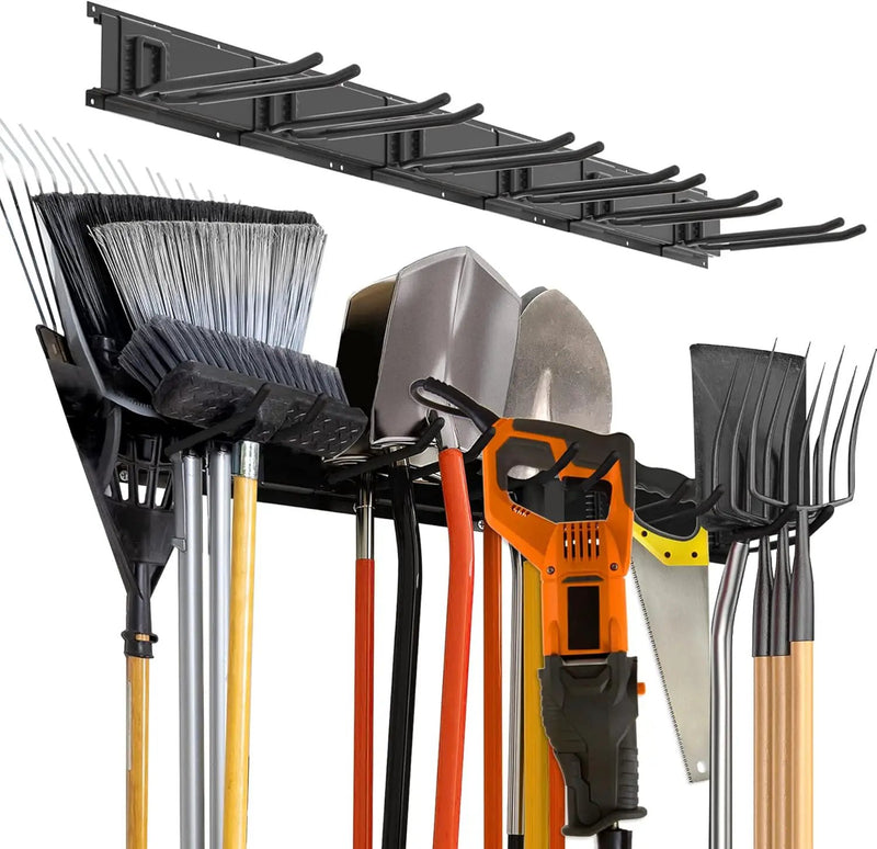 Charmount 96" Garage Storage Wall Organizer with 1200lbs, 12 Hooks Broom Holder Wall Mount, Garden Tool Organizer, Easy Installation Tool Storage to Accommodate Brooms, Hoses, Yard Tools and More by GreenHaven Gardens