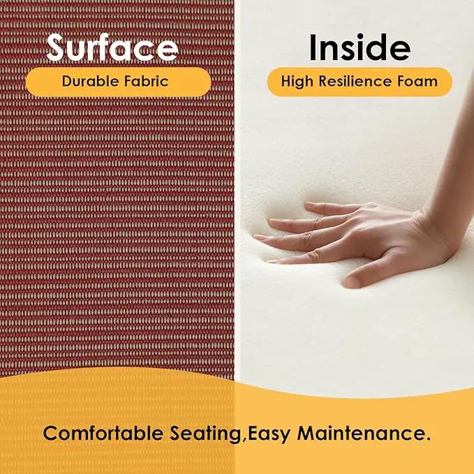 Outdoor Square Corner Seat Cushion, 18.5"x16"x3", Set of 4, Non Slip Seat Cushion Pads with Removable Cover for Patio Furniture, Garden Yard Lawn, Dark Yellow Tan Stripe by GreenHaven Gardens