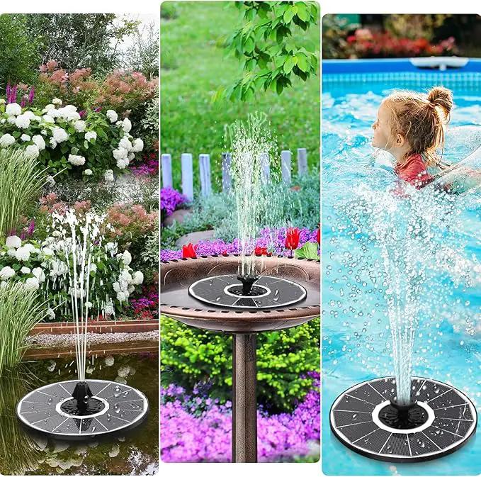 Solar Fountain Pump with 2000 mAh Battery Backup Works in Shade, 3.5 W Glass Solar Powered Water Fountain with 7 Nozzles, Floating Solar Fountain for BirdBath, Garden, Outdoor, Patio-White by GreenHaven Gardens
