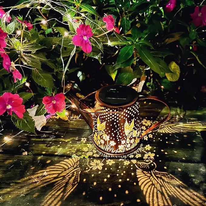 Solar Watering Can Outdoor Lights Garden Decor,Hummingbird Hanging Lantern Waterproof Landscape Lights Outside Decoration for Yard Porch Patio Pathway Gardening Gifts(with 32 inch Shepherd Hook) by GreenHaven Gardens