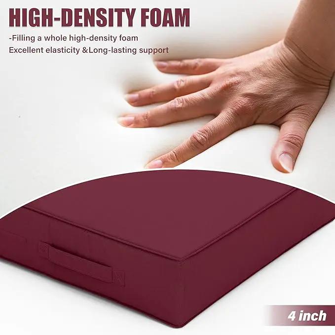 Patio Chair Cushions 18.5 X 16 X 4 Inch Waterproof Outdoor Seat Cushions for Patio Furniture, Outdoor Sofa Couch Pads with Ties & Handle, Set of 2, Burgundy by GreenHaven Gardens