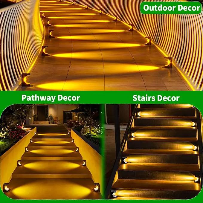 JSOT Solar Step Lights Outdoor - 12 Pack Waterproof Stair Light Outside Warm White Light Deck Lighting for Patio Stairs Garden Decor by GreenHaven Gardens