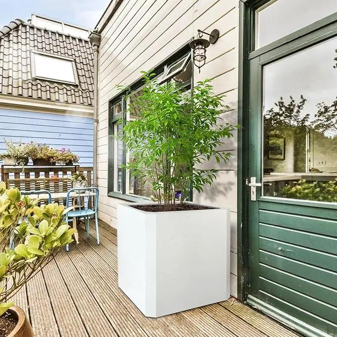 Steel Planter Box-20"x20"x20"-Large Square Planter Box-Outdoor Indoor-Cube Steel Planter Heavy Duty White Metal Planter Flower Pot Commercial Residential for Home Garden Porch Hotel Patio by GreenHaven Gardens