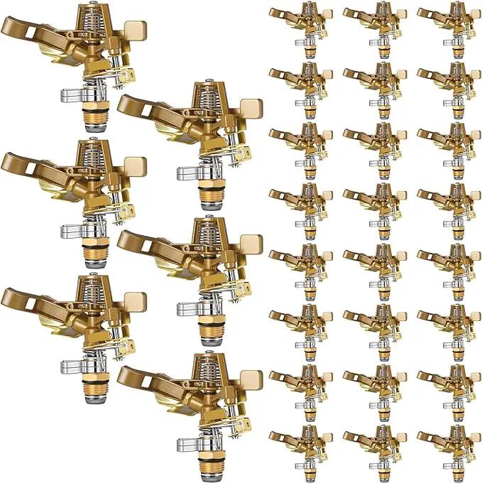 Ferraycle 16 Pieces 1/2 Inch Brass Impact Sprinkler Head with Nozzles Heavy Duty Adjustable 0-360 Degrees Impulse Sprinkler Head Lawn Watering for Yard Irrigation by GreenHaven Gardens