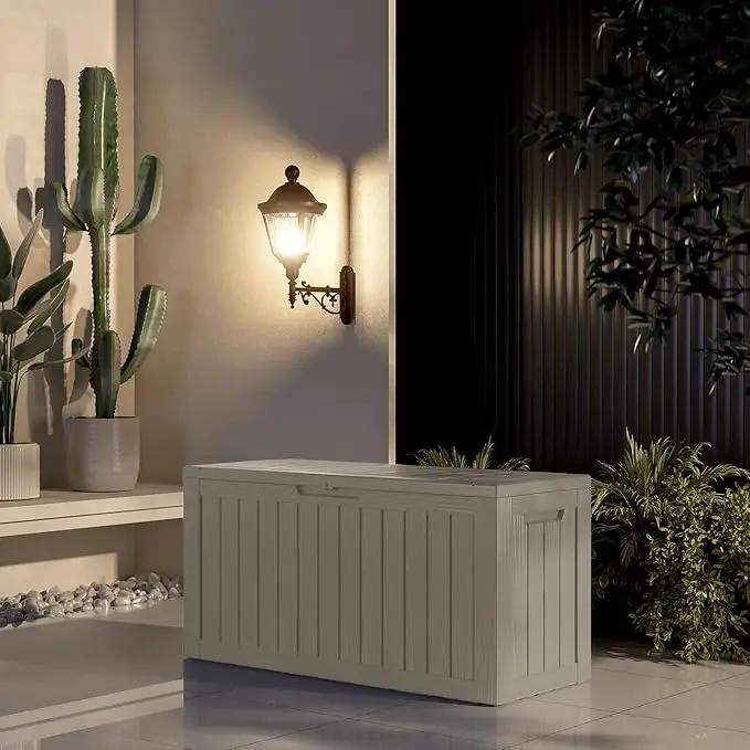 81 Gallon Outdoor Storage Box Waterproof, UV Resistant Resin Deck Box with Hydraulic Rod, Lockable Design and Enhanced Durability for Patio, Garden, and Poolside Use by GreenHaven Gardens