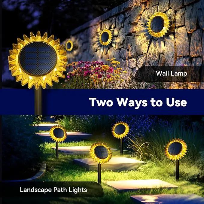 Hogni Solar Pathway Lights - 2 Pack LED Sunflower Garden Light, Waterproof Outdoor Decor for Wall, Lawn, Yard, Walkway, Patio, Landscape by GreenHaven Gardens