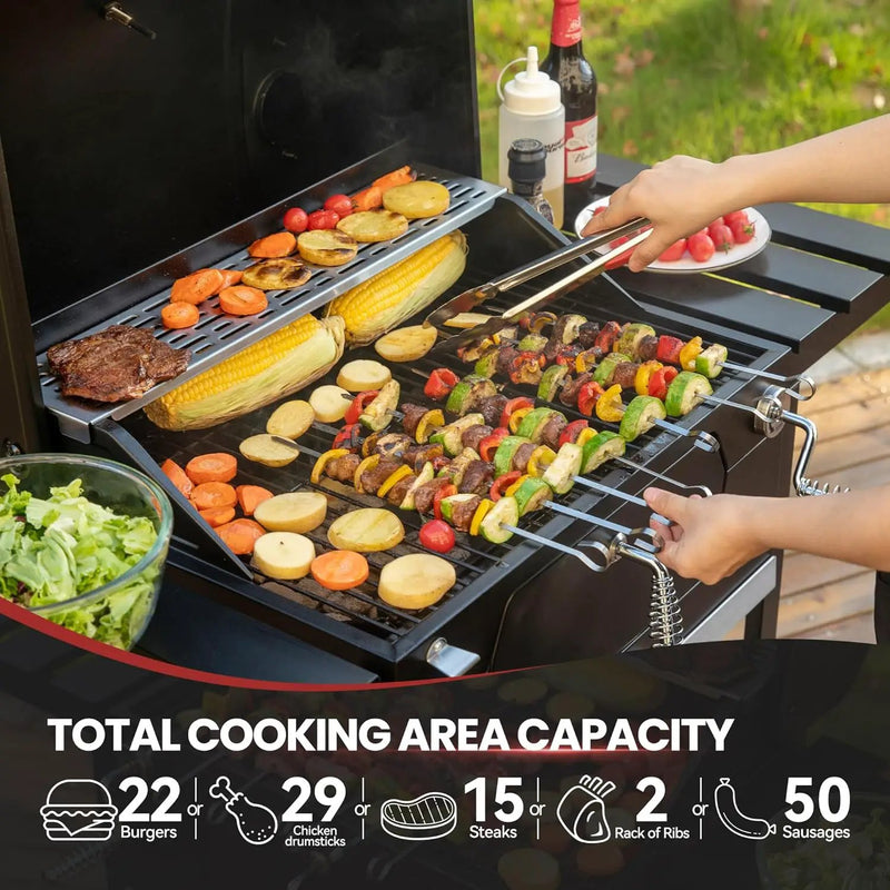 Royal Gourmet CD1824EC 24 Inch Movable Charcoal Grill with Cover, 490 Sq. In. Cooking Area, Outdoor Barbecue Grill with Foldable Side Tables for Outdoor Picnic and Camping Grilling, Black by GreenHaven Gardens