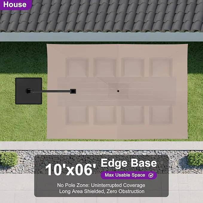 PURPLE LEAF 10' X 6.5' Left-right Tilting Outdoor Patio Umbrella Swivel Offset Cantilever Heavy Duty Rectangle Aluminum Umbrella with UV Resistant for Deck Pool Patio Backyard, Sand Dune by GreenHaven Gardens