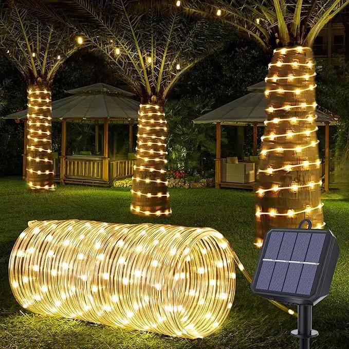 Solar Rope Lights, 66ft 200LED String, 8 Modes Waterproof Powered Outdoor, Flexible Clear Tube for Garden, Backyard, Patio, Deck, Porch, Pool, Tree Decor - Warm White by GreenHaven Gardens