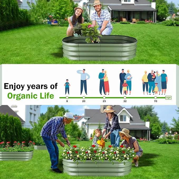 Olive Green 4x2x0.9ft Raised Garden Bed, Deep Metal Garden Bed, Large Galvanized Raised Garden Beds Outdoor, Raised Planter Box Kit for Vegetables, Flowers, Fruits by GreenHaven Gardens