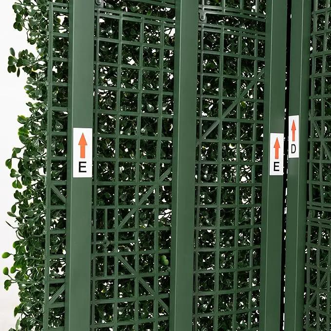 Artificial Boxwood Hedge Divider Wall with Black 201 Stainless Steel Planter Box (60" L X 48" H X 14" D) by GreenHaven Gardens