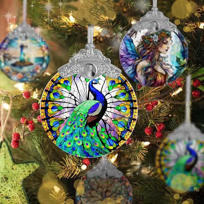 Stained Glass Suncatcher, Jocidea Peacock Ornament, Christmas Ornaments, Holidays Ornaments, Christmas Tree Decor, Peacock Decor for Home, Peacock Gifts by GreenHaven Gardens