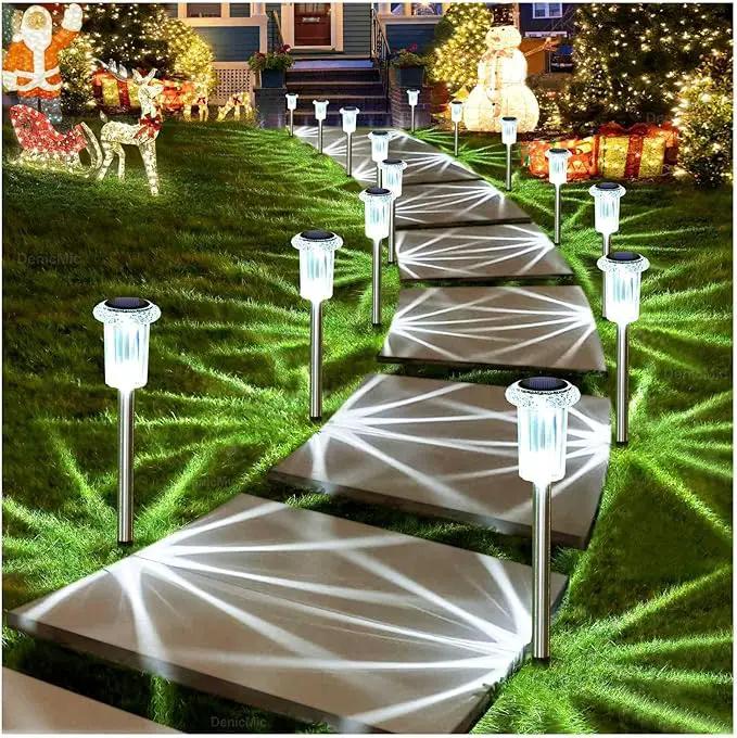 DenicMic Solar Lights Outdoor Pathway Lights 6000K LED Waterproof Acrylic Lamp Head Stainless Steel Stake for Yard Garden Landscape Path Walkway Driveway Patio Lawn (Cold White 10Pack) by GreenHaven Gardens