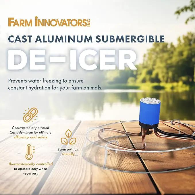 Farm Innovators 1500 Watt Cast Aluminum Submergible Water Tank Heater Deicer with Self Regulating Thermostat for Farm and Home, Silver by GreenHaven Gardens