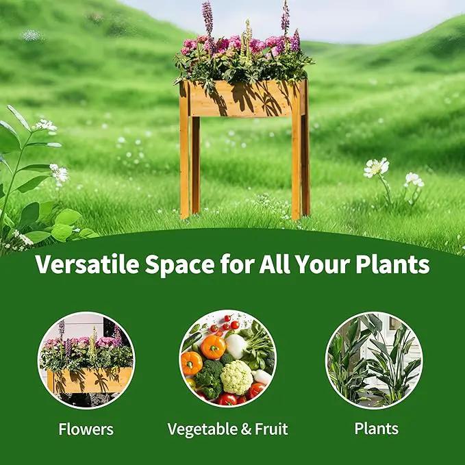 Premium Fir Wooden Raised Garden Bed with Four Legs for Backyard and Balcony Gardening,Suitable for Indoor and Outdoor use,33.07''×15.75''×38.58'' by GreenHaven Gardens