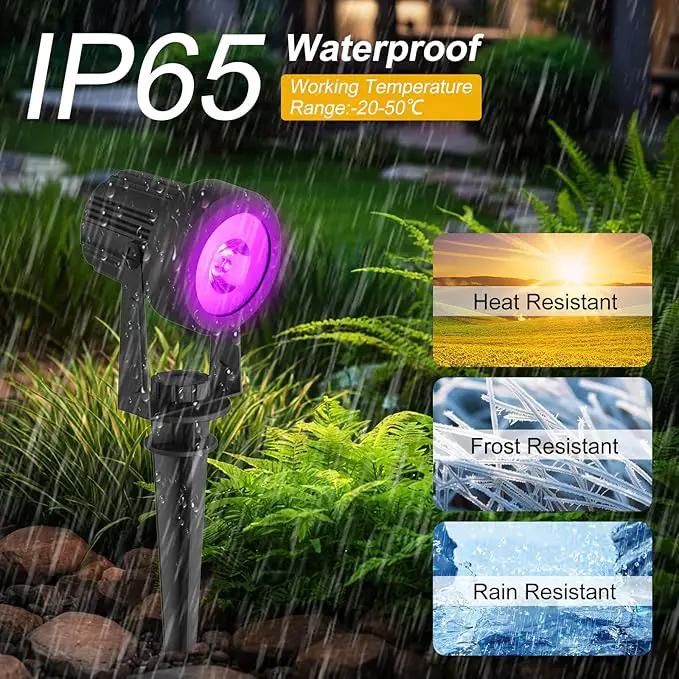 T-SUNUS Solar Spot Lights Outdoor Color Changing 6-in-1, Solar Landscape Spotlights RGB Lighting Waterproof IP65 Wall Lamp 9.8ft Cable for Patio Pathway Yard Garden Holiday (Multi-Color) by GreenHaven Gardens