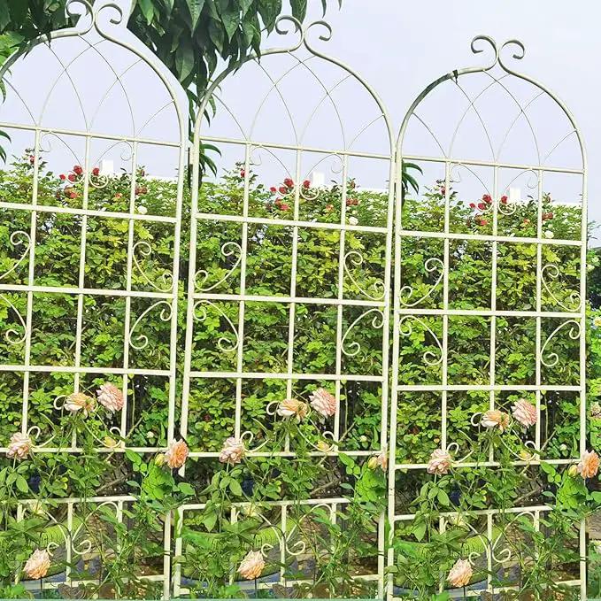 2 Pack Metal Garden Trellis 86.7" H Cream White Garden Fence Rustproof Trellis for Climbing Plants Support Roses Flower Outdoor Lawn, White Tall by GreenHaven Gardens