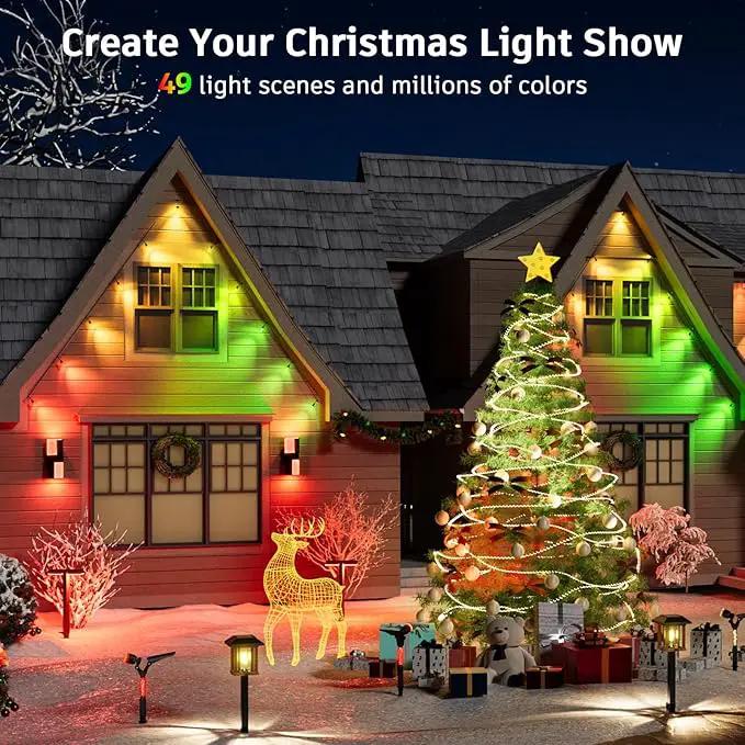 XMCOSY+ Smart Outdoor String Lights - 123ft RGBCWIC Patio Lights with 40 Color Changing Bulbs, LED String Light for Outside Backyard Bistro Party, APP WiFi Control, Work with Alexa, IP65 Waterproof by GreenHaven Gardens