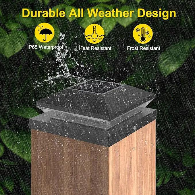 T-SUN Solar Post Cap Lights for 4x4/5x5/6x6 Posts (Wooden/Vinyl) | Waterproof Outdoor Solar Post Lights with Dual-Color Modes | Fence, Deck, Porch & Garden Lighting (6-Pack, Black) by GreenHaven Gardens