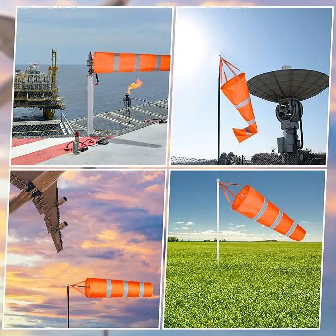 2 Pcs Airport Windsocks Measurement Sock Bag with Reflective Belt Oxford Fabric Ripstop Wind Sock Wind Direction Indicator Windsocks Outdoor Aviation Flag for Airport Farm, 31.5 Inch, 39 Inch(Orange) by GreenHaven Gardens