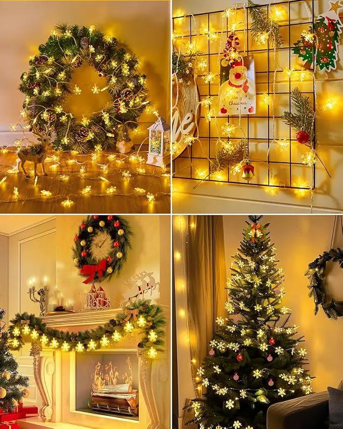 Brightown Solar Christmas Snowflake String Lights, 72FT 200 LED Outdoor Waterproof Fairy Lights with 8 Lighting Modes for Wedding, Party, Tree, Room, Garden, Patio, Yard, Home, Warm White by GreenHaven Gardens