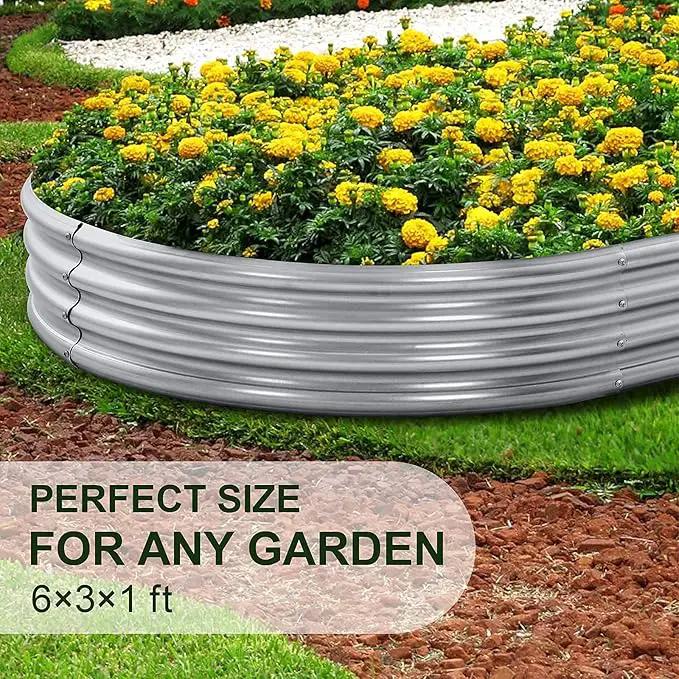 Land Guard Galvanized Planter Raised Beds, 6×3×1ft Galvanized Water Trough, Keyhole Raised Garden Bed Metal Galvanized……… by GreenHaven Gardens