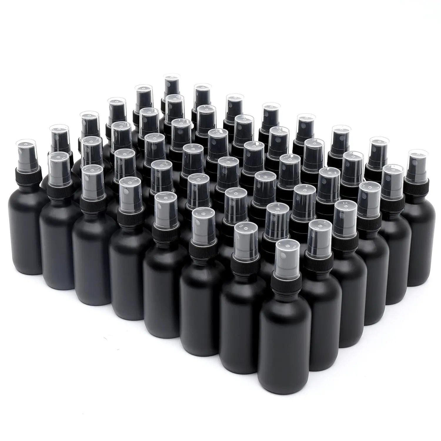 Frosted Black Glass Small Spray Bottle 2 oz 48 Packs,Fine Mist Sprayer Small Clear Bottles,Refillable Containers mini spray bottles for Cleaning Solutions and Skin Care (Frosted Black 48pcs) by GreenHaven Gardens