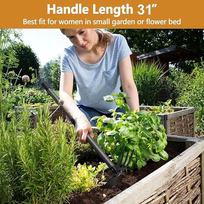 Weeding Tool, Hoe Cultivator 2 in 1 Garden Tools - 31" Heavy Duty Weeder Hand Tiller Weeding Rake for Flower Beds Yard Lawn Gardening Digging Planting by GreenHaven Gardens