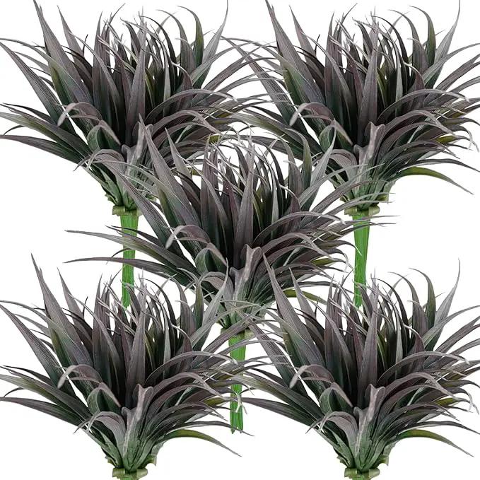 32 Pcs Artificial Grass Fake Plants 17.3in Outdoor Plants UV Resistant Faux Greenery Stems Fake Grass for Home Window Garden Office Patio Pathway Front Porch Halloween Décor Green & Black by GreenHaven Gardens