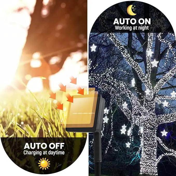Solar String Lights for Outside,50ft Solar Lights Outdoor Waterproof 100 Led Solar Fairy Lights 8 Lighting Mode Solar String Lights Idea for Garden,Courtyards,Trees(Cool White) by GreenHaven Gardens