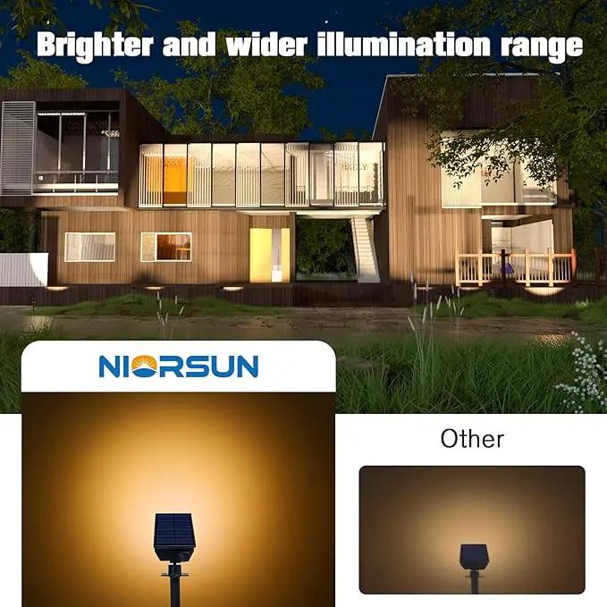 NIORSUN Solar Spot Lights Outdoor,23 LEDs Landscape Lighting with Auto On/Off and 3 Lighting Modes, IP67 Waterproof Spotlights,Outdoor Solar Lights for Yard Garden,6 Pack(Warm White) by GreenHaven Gardens