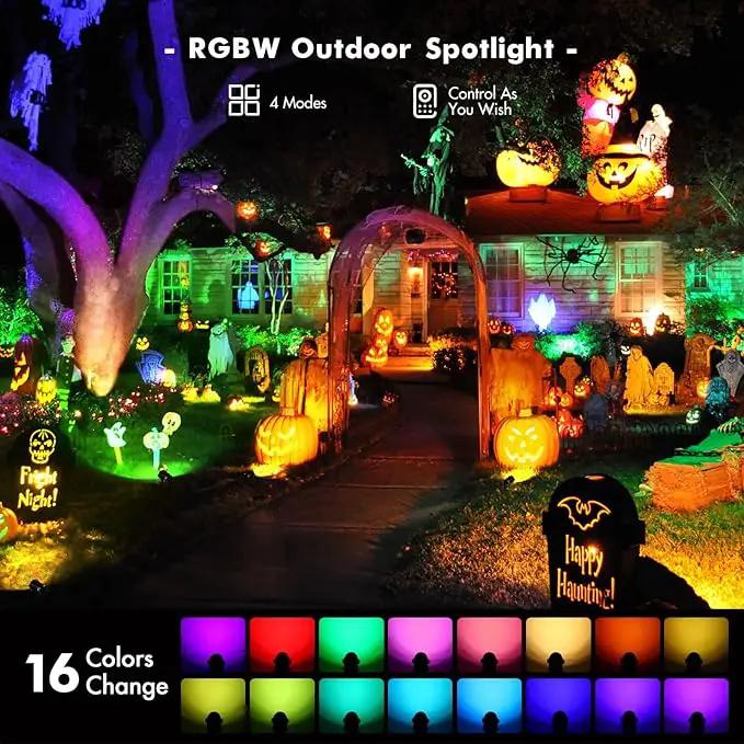 LemonBest Landscape Lighting - 6W RGB Color Changing Halloween Landscape Lights 120V Christmas Outdoor LED Spotlight with Remote Control Waterproof Spot Lights for Yard Garden Patio Driveway (4 Pack) by GreenHaven Gardens
