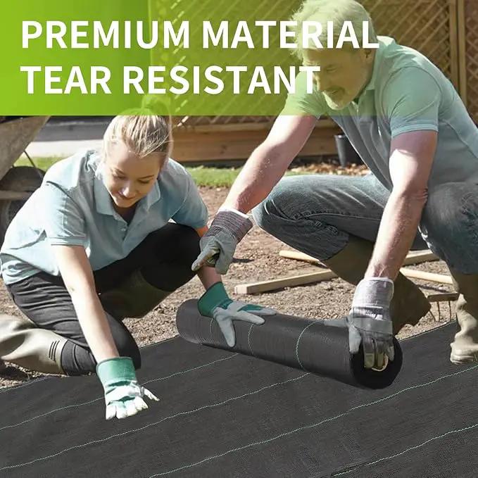 3x100ft 3.2OZ,Weed Barrier Landscape Fabric Heavy Duty, Woven Weed Control Fabric, High Permeability Good for Flower Bed, Geotextile Fabric Underlayment, Driveway (6.5ft*32ft) by GreenHaven Gardens