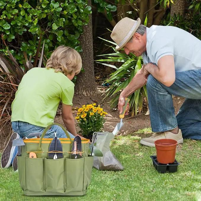 Garden Tool Set, WisaKey 9 Piece Stainless Steel Heavy Duty Gardening Tools with Handle, Durable Garden Tool Bag, Ideal Gardening Hand Tools, Gardening Gifts for Women and Men White Elephant Gifts by GreenHaven Gardens