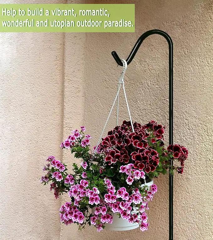 Garbuildman 60 Inch Tall Shepherd Hooks with 5-Forked Base, Adjustable Heavy Duty Bird Feeder Pole Stand Hanger for Outdoor, Shiny Black, 1 Pack by GreenHaven Gardens