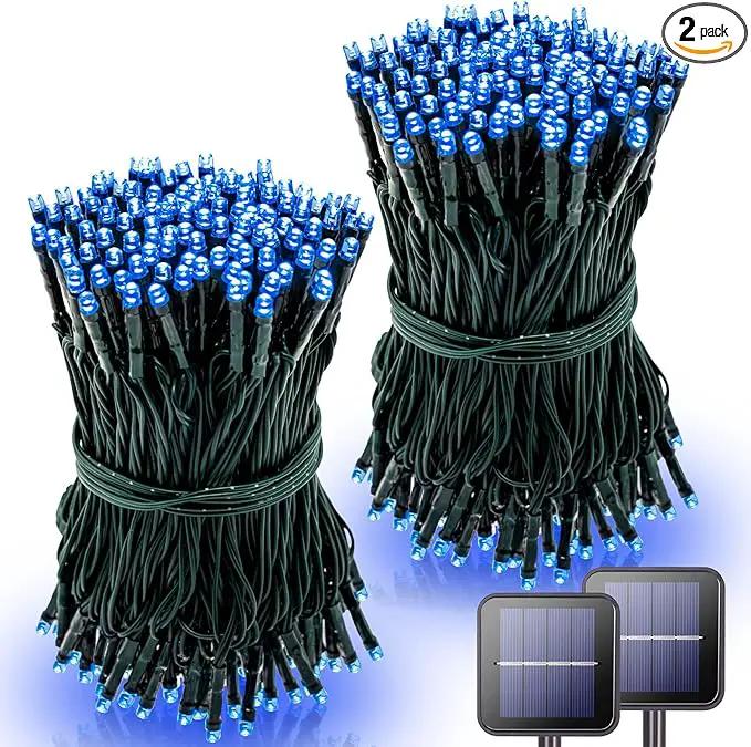 2 Pack Blue Solar Christmas Lights Outdoor Waterproof, Each 42.7 ft 100 LED Solar Powered String Lights, 8 Modes Solar Twinkle Lights for Garden Yard Patio Tree Porch Christmas Decorations by GreenHaven Gardens