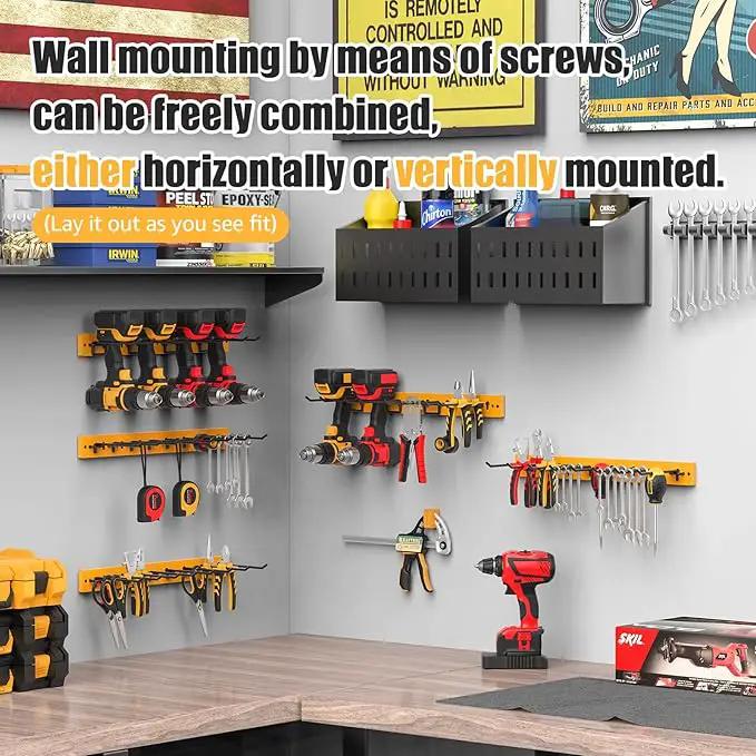 CCCEI 3 Modular Pegboard Strip Storage, Metal Peg Slat Wall Mount for Garage, Basement, Garden, Laundry Room Organization. Flexible Tool Organizer for Rake, Shovels, Crafting. Gifts for Men, Yellow. by GreenHaven Gardens
