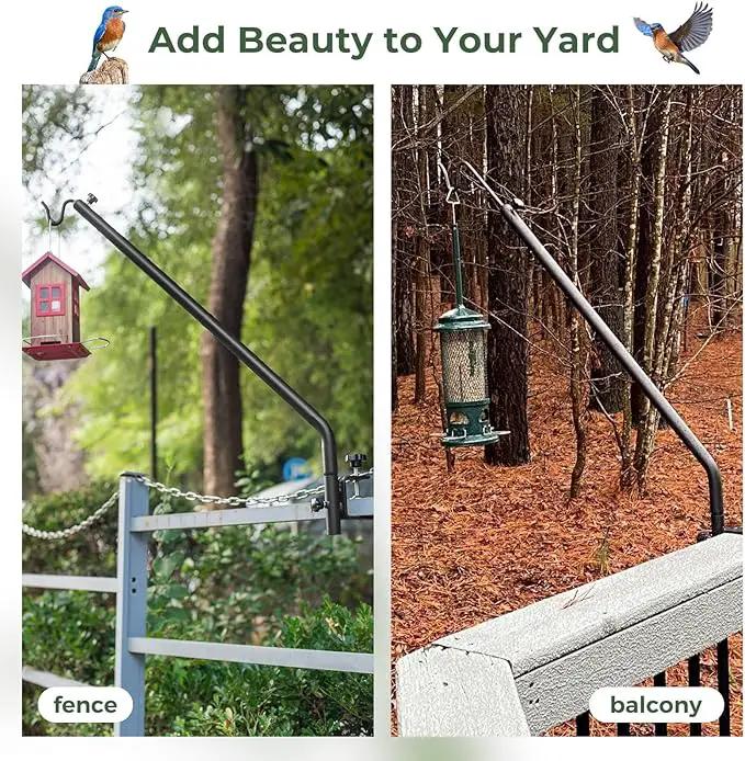Kingsyard Heavy Duty Deck Hook, 27"-39" Adjustable Metal Deck Railing Hooks for Hanging Bird Feeders, Planters, Suet Baskets, Lanterns, Wind Chimes, Clamp Mounted by GreenHaven Gardens