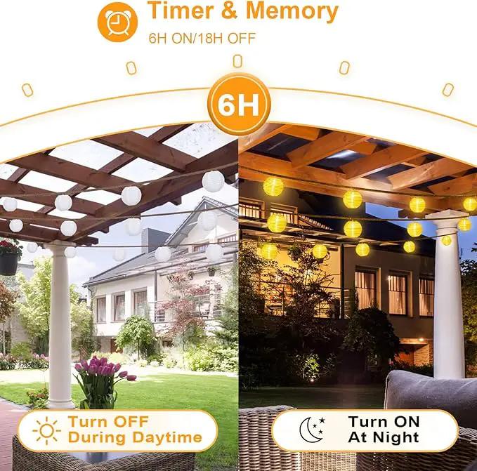 OMIKA Lantern String Lights Plug in- 40ft 40LED 2700K Warm White Mini Lantern Lights Waterproof, Hanging Hemp Rope String Lights Indoor Outdoor with Remote, Timer for Porch Fence Balcony Party Trees by GreenHaven Gardens