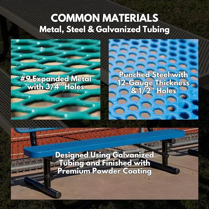 Coated Outdoor Furniture Heavy-Duty Outdoor Bench Thermoplastic Coated, Expanded Metal, Commercial-Grade Seating, Made in America (Surface with Back, 8 Ft, Textured Sandstone) by GreenHaven Gardens